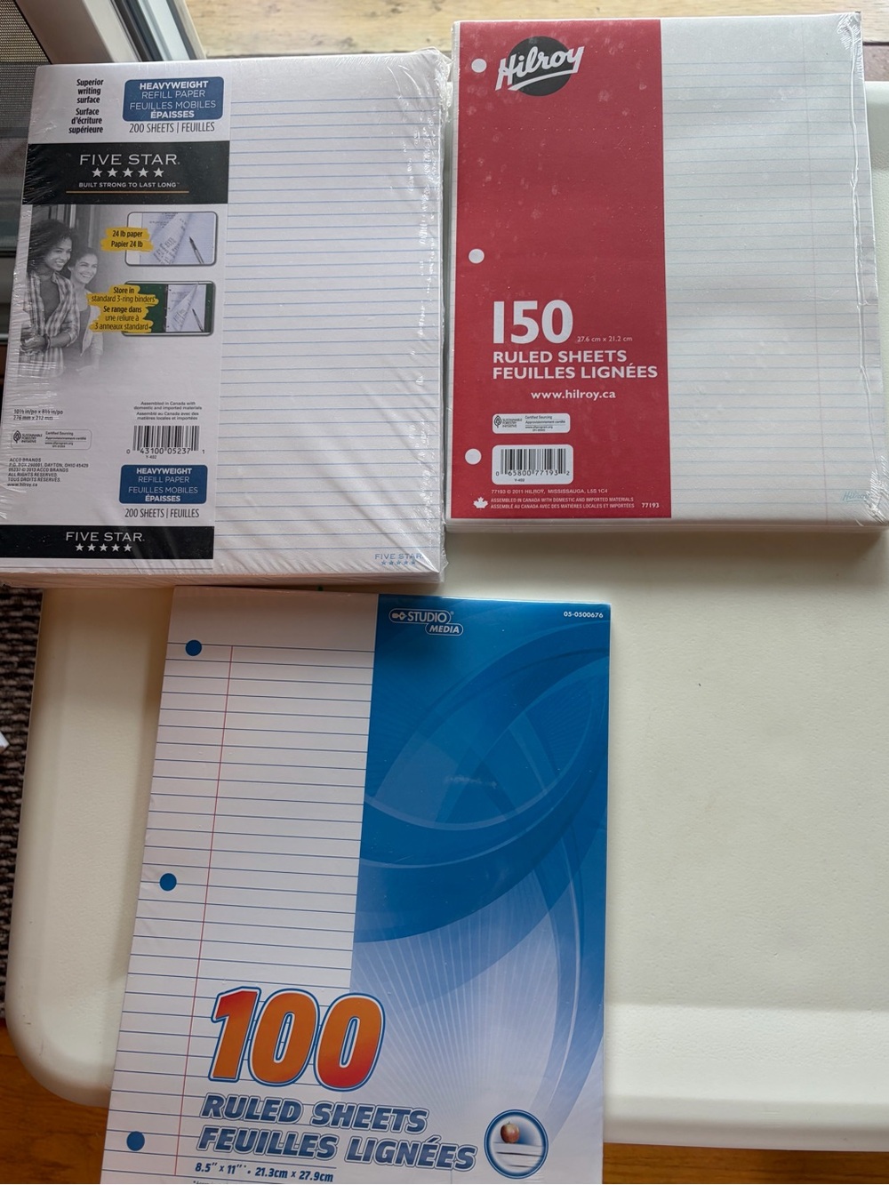 Brand New Five Star, Hilroy, and Studio Media Ruled Refill Paper